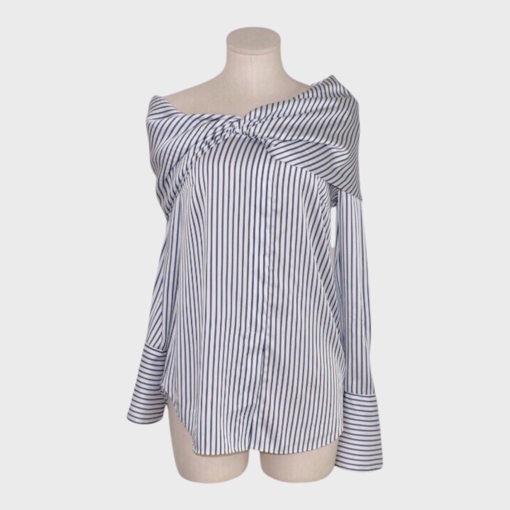 Trouve Striped‎ One Shoulder Top